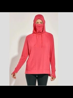 Coolibar Arabella Hoodie with Built-In Face Cover - Magenta/ Dark Pink